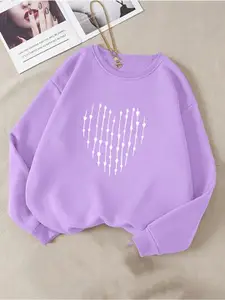 Kotty Purple Graphic Printed Fleece Sweatshirt
