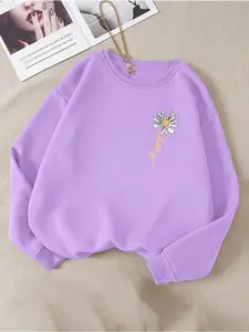 Kotty Purple Graphic Printed Fleece Sweatshirt
