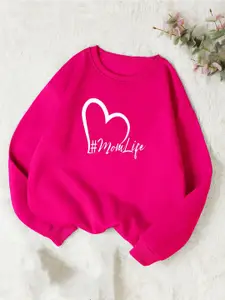 Kotty Pink Typographic Printed Fleece Sweatshirt