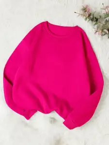 Kotty Pink Round Neck Fleece Sweatshirt