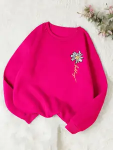 Kotty Floral Printed Pullover Fleece Sweatshirt