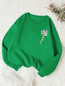 Kotty Green Graphic Printed Fleece Sweatshirt