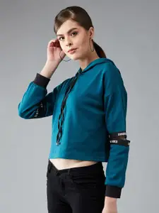 BAESD Cotton Hooded Pullover Crop Sweatshirt