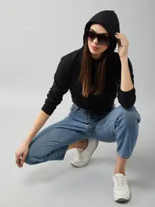 BAESD Pure Cotton Hooded Crop Pullover