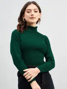 RVK Ribbed Turtle Neck Acrylic Pullover Sweater