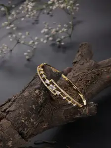 Jewelz Gold-Plated American Diamond Stone Studded Bangle-Style Bracelet