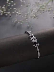 Jewelz Silver-Plated  American Diamond Bangle-Style Bracelet