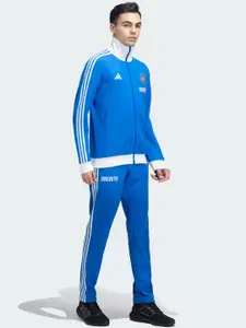 ADIDAS INDCRI Striped Polo-Neck Jacket with Mid-Rise Track Pant
