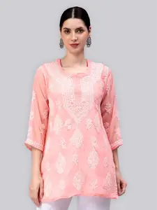 Seva Chikan Ethnic Motifs Embroidered Lucknowi Chikankari Kurti With Inner