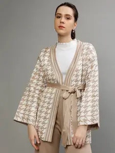 CENTRESTAGE Geometric Printed Open Front Shrug