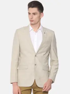 Raymond Beige Checked Contemporary Fit Single-Breasted Formal Blazer