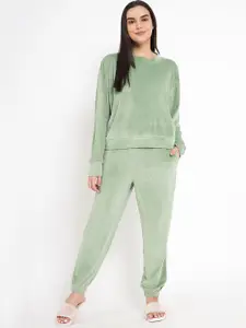 Camey Self Design Pullover With Jogger Night suit