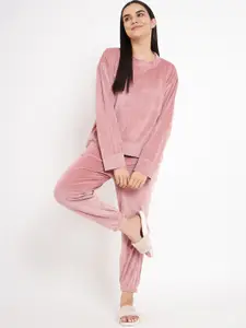 Camey Self Design Pullover With Jogger Night suit
