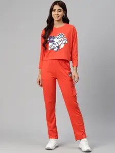 She N She Women Printed T-shirt with Trousers