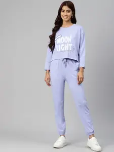 She N She Women Printed T-shirt with Joggers