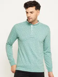 WILD WEST Floral Printed Mandarin Collar T-Shirt