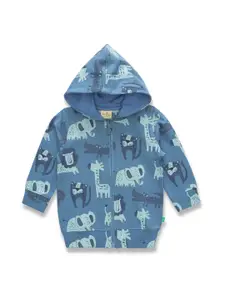 JusCubs Infant Boys Animal Printed Hooded Cotton Front-Open Sweatshirt