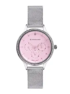 GIORDANO Women Embellished Dial Mesh Metal Straps Analogue Watch GD-2029-01