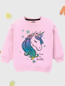 KUCHIPOO Girls Graphic Printed Pullover Fleece Sweatshirt