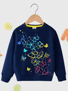 KUCHIPOO Girls Graphic Printed Long Sleeves Fleece Pullover