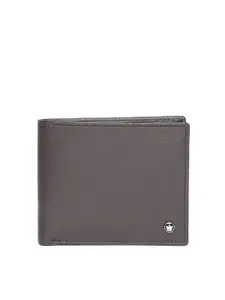 Louis Philippe Men Coffee Brown Solid Leather Two Fold Wallet