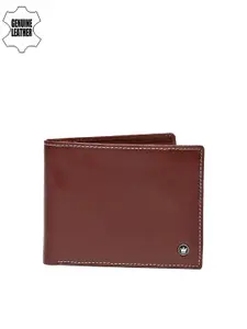 Louis Philippe Men Tan Brown Genuine Leather Two Fold Wallet
