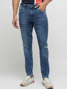 Jack & Jones Men Slim Fit Mildly Distressed Light Fade Stretchable Jeans