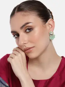 Estele Gold-Plated Oval Shaped Drop Earrings