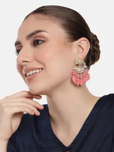 Estele Gold-Plated Teardrop Shaped Kundan Chandbalis