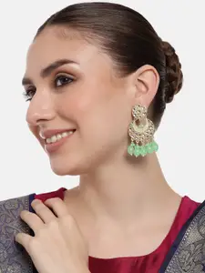 Estele Gold-Plated Kundan-Studded & Beaded Chandbalis