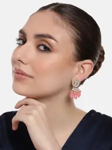 Estele Gold-Plated Kundan-Studded & Beaded Drop Earrings