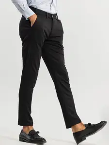 Snitch Men Smart Slim Fit Mid Rise Regular Trousers