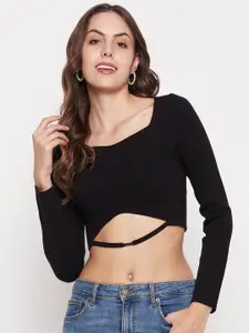 Madame Solid Fitted Crop Top