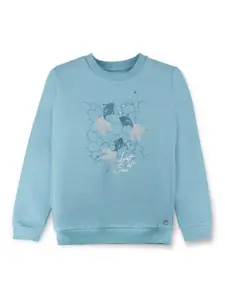 Gini and Jony Infant Girls Graphic Printed Embellished Ribbed Cotton Sweatshirt