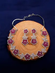 Mirana Rhodium-Plated Floral Necklace Set