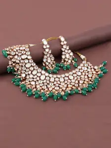 Mirana Gold-Plated Kundan-Studded & Beaded Necklace Set