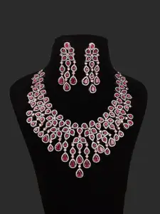 Mirana Rose Gold-Plated Stone-Studded Necklace Set