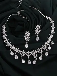 Mirana Naisha Rhodium-Plated Artificial Stones Necklace Set