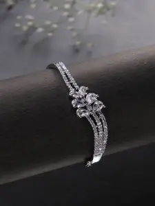 Jewelz American Diamond Silver-Plated Bangle-Style Bracelet