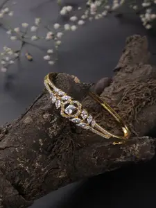 Jewelz Gold-Plated American Diamond Bangle-Style Bracelet