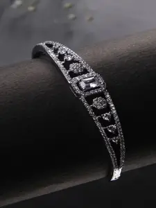 Jewelz Silver-Plated American Diamond Bangle-Style Bracelet