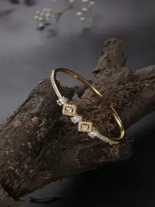 Jewelz Gold-Plated American Diamond Bangle-Style Bracelet