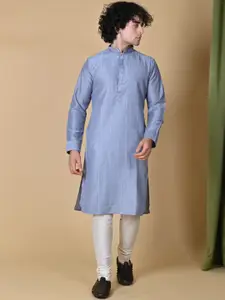 MAAHI FABS Embellished Mandarin Collar Sequins Detail Straight Kurta