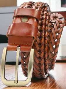 WROGN Men Braided Stretchable Leather Belt