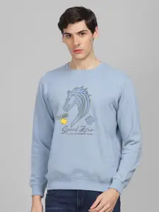 Parcel Yard Graphic Printed Round Neck Fleece Pullover Sweatshirt