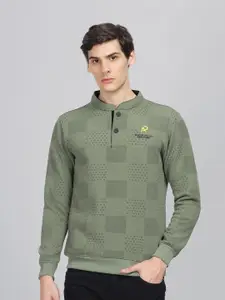 Parcel Yard Geometric Printed Henley Neck Pullover Sweatshirt