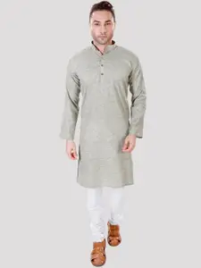 Maharaja Mandarin Collar Regular Linen Cotton Kurta With Pyjamas