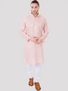 Maharaja Mandarin Collar Regular Linen Kurta with Pyjamas