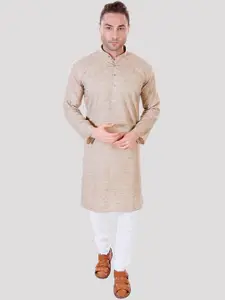 Maharaja Band Collar Pastel Linen Straight Kurta with Pyjamas