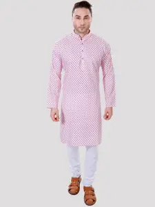 Maharaja Paisley Printed Band Collar Pastel Straight Kurta with Pyjamas